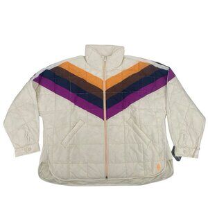 FP Movement x Hatch Printed Puffer Jacket Size Large NWT Ivory Chevron Combo